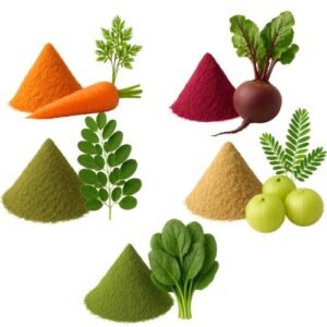 5 in 1 Super food Combo Powder- (Carrot + Beetroot + Amla + Moringa + Palak Spinach)- Whole body Nutrition Pack- 5x100g= 500gram